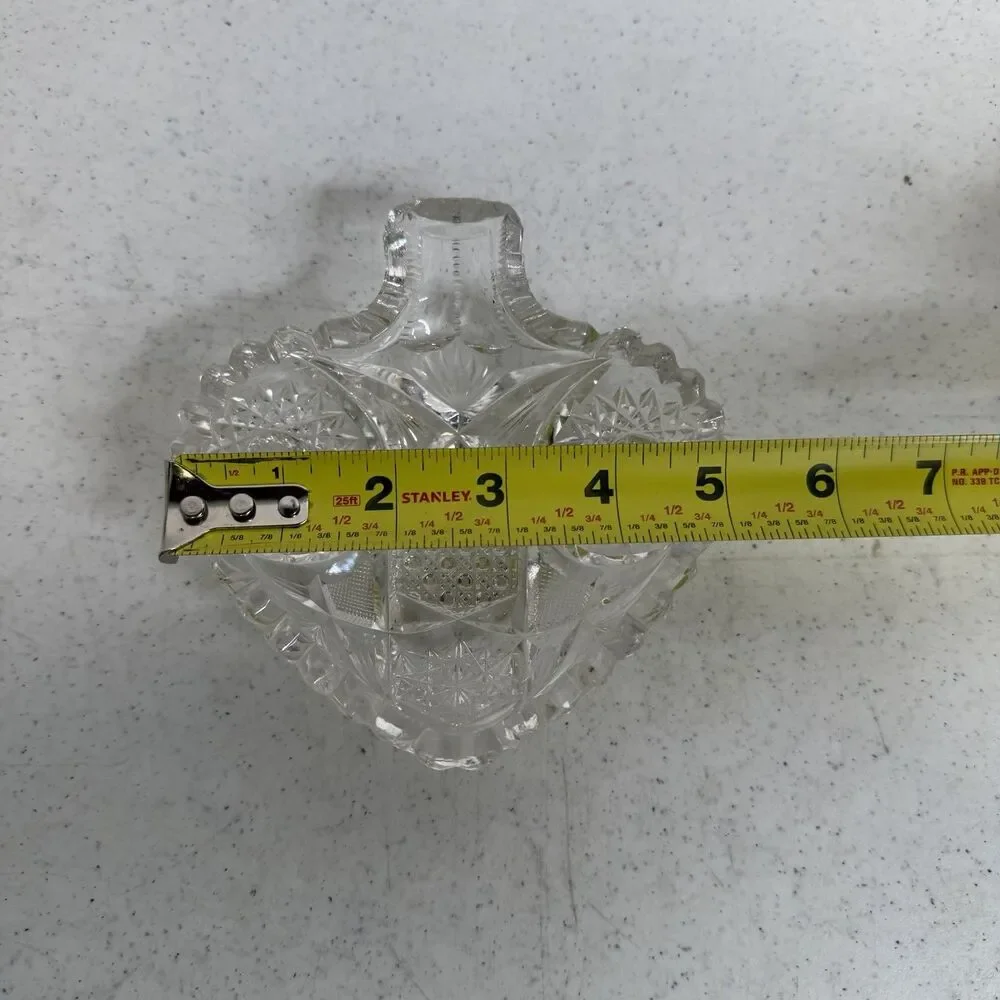 Glass Crystal Style Nappy Dish Hobstar Trinket Dish